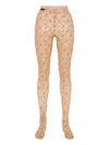 Marine Serre Beige Moonogram Mesh Flock Tights In Brown