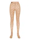 Marine Serre Beige Moonogram Mesh Flock Tights In Gold