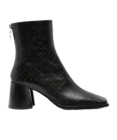 Marine Serre Monogram-debossed Square Toe Ankle Boots In Animal Print