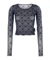 Marine Serre Top With Geometric Pattern And Logo In Gray