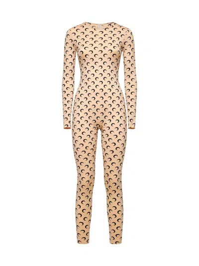 Marine Serre Monogram-print Bodysuit In Brown