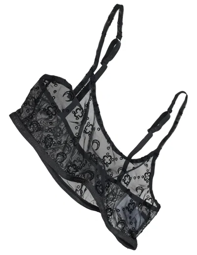 Marine Serre Monoprint Bra In Black