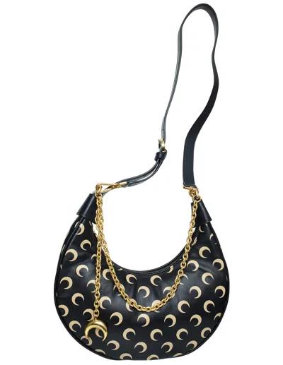 Marine Serre Monoprint Leather Bag In Black