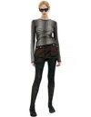 Marine Serre Gray Moon Skin Jacquard Knit Fitted Sweater In Grey