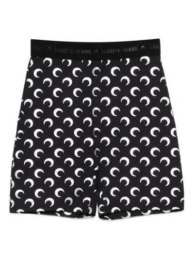 Marine Serre Moon -printed Shorts In Black