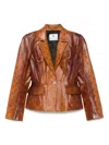 Marine Serre Long-sleeved Leather Jacket In 褐色