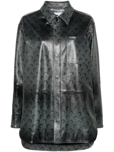 Marine Serre Moon Airbrushed Overshirt In Grey