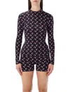 Marine Serre Moon Printed Jersey Long Sleeve Crewneck Top In Black
