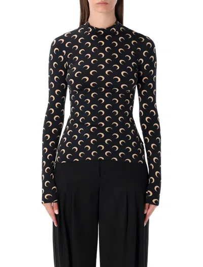 Marine Serre Moon All-over Slim Top In Black