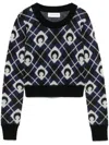 Marine Serre Moon Argyle Knit Cropped Sweater In Black