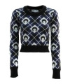 Marine Serre Maglia Cropped Moon Argyle In Black