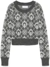 Marine Serre Moon Argyle-knit Sweater In Grey