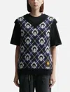 Marine Serre Moon Argyle Knitted Vest In Black