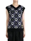 Marine Serre Moon Argyle Knitted Vest In Blue