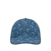 Marine Serre Denim Baseball Cap With Crescent Moon Pattern And Adjustable Strap In Burgundy
