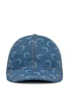 Marine Serre Blue Moon Laser Denim Baseball Cap In Light Blue
