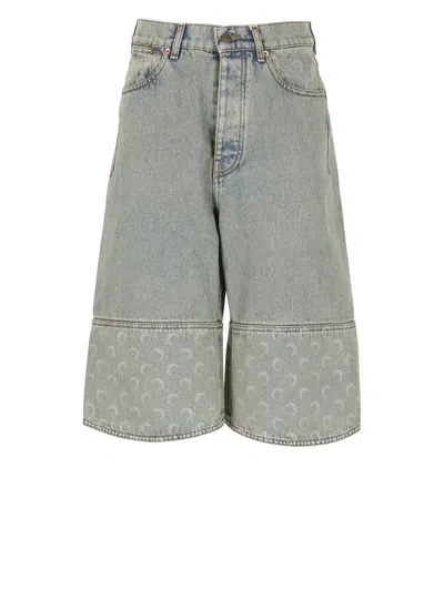 Marine Serre Moon Bermuda Shorts In Light Blue