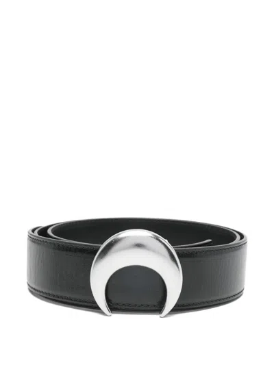 Marine Serre Moon-buckle Leather Belt In Black