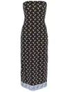 Marine Serre Lunar Lace Trim Midi Dress In Brown