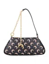 Marine Serre Crescent Moon Canvas Shoulder Bag In Black