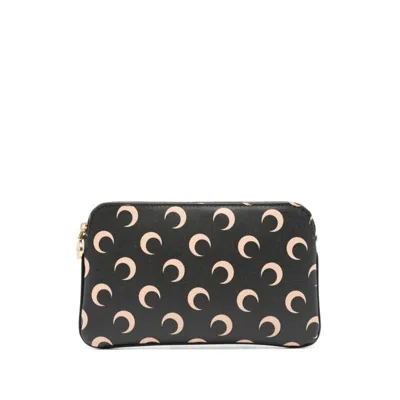 Marine Serre Moon Canvas Pouch In Brown