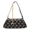 Marine Serre Crescent Moon Canvas Shoulder Bag In Black