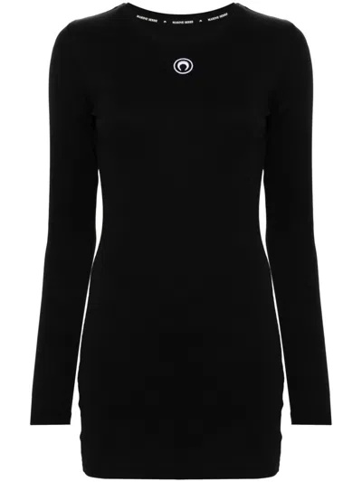 Marine Serre Moon Cotton Mini Dress In Black