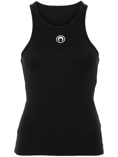 Marine Serre Moon Cotton Tank Top In Black