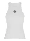 Marine Serre White Sleeveless Tank Top With Logo Detail And Logo Patch In Cotton Stretch Woman In White