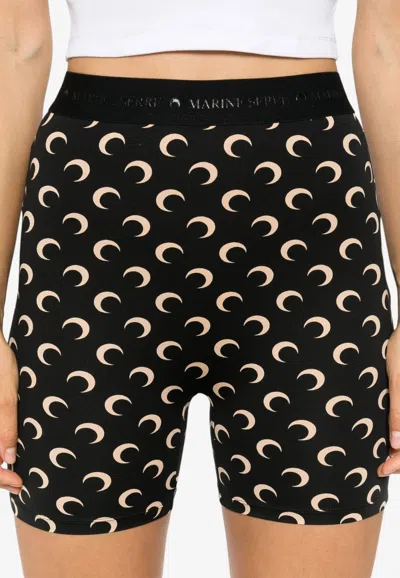 Marine Serre Moon Crescent Print Biker Shorts In Multi