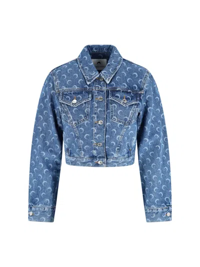 Marine Serre Moon Crop Jacket In Blue