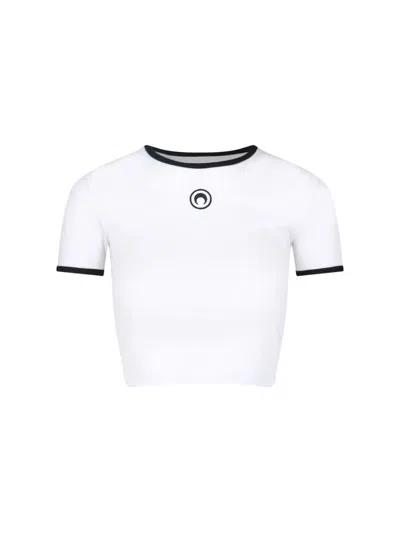 Marine Serre 'moon' Crop T-shirt In White