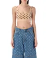 Marine Serre Moon Printed Sports Bra In Beige