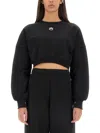 Marine Serre Logo Embroidery Cropped Sweatshirt - Women's - Regenerative Cotton/organic Cotton/recycled Cotton