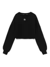 Marine Serre Cropped Black Long-sleeve Top With Minimalist Design In Black