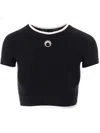 Marine Serre Moon Logo Ribbed Crop Top In Black