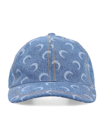 Marine Serre Moon Denim Baseball Cap In Blue