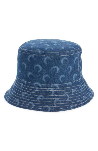 Marine Serre Moon Denim Bucket Hat In Blt50 Blue Laser Wash