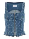 Marine Serre Moon Laser Denim Bustier Top In Blue