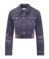 Marine Serre Moon Denim Cropped Jacket In Gray