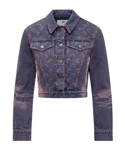 MARINE SERRE MARINE SERRE MOON DENIM CROPPED JACKET