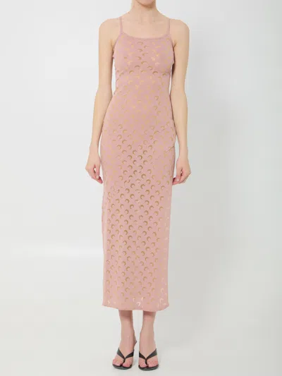 Marine Serre Crescent Moon Midi Dress In Pink