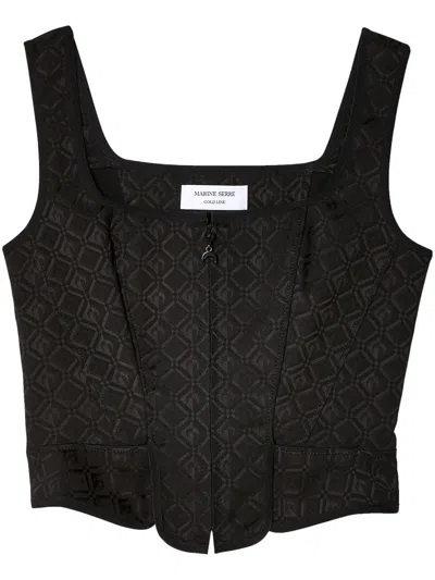 Marine Serre Moon Diamant Jacquard Corset Top In Black