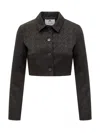 Marine Serre Moon Diamant-jacquard Cropped Jacket In Black