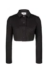 Marine Serre Moon Diamant-jacquard Cropped Jacket In Black
