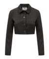 Marine Serre Moon Diamant-jacquard Cropped Jacket In Black