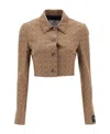 Marine Serre Moon Diamant Jacquard Cropped Jacket In Brown