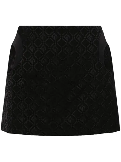 Marine Serre Moon Diamant-jacquard Miniskirt In 黑色