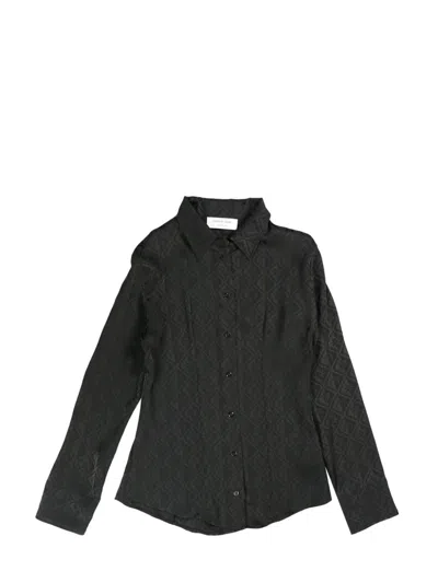 Marine Serre Women Jacquard Viscose Shirt Blouse In Bk99 Black