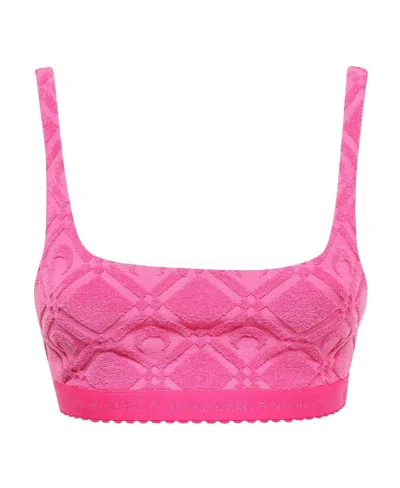 Marine Serre Moon Diamant-jacquard Sports Bra In White